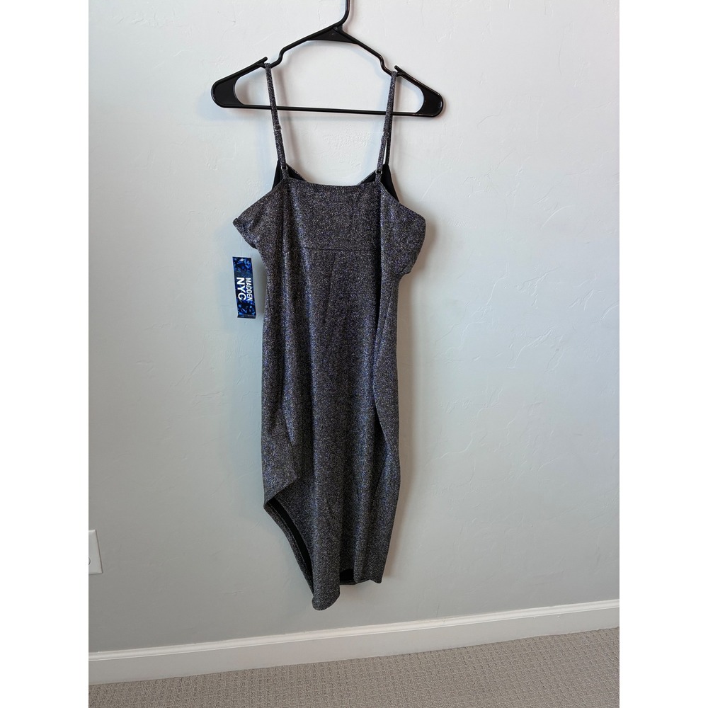 Madden NYC Black Sparkle Glitter‎ Spaghetti Strap Cowl Neck Midi Dress XL - Picture 3 of 9